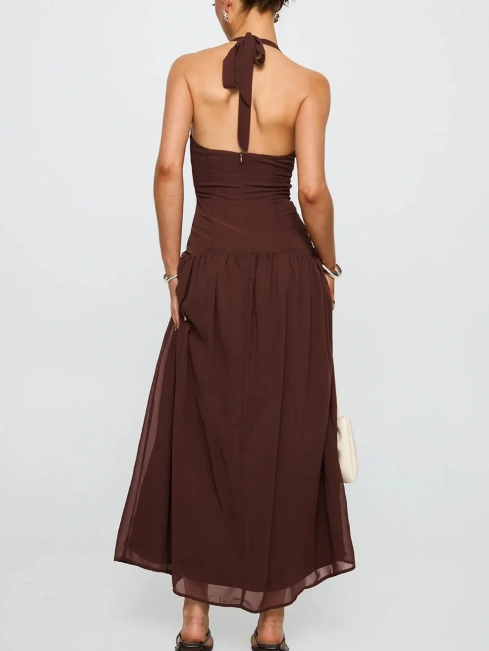 Princess Polly Chestnut Drop Waist Maxi Dress Brown - Picture 4 of 4